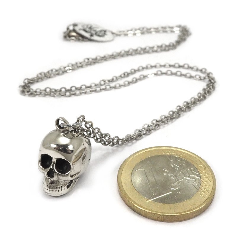 Tiny Skull Necklace in White Bronze. - 項鍊 - 其他金屬 