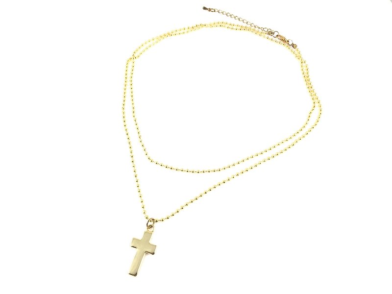 Golden Cross Necklace - สร้อยคอ - วัสดุอื่นๆ สีทอง