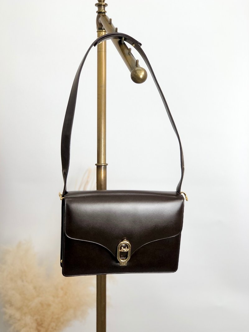 【 日本直送　名牌中古包 】CELINE セリーヌ ショルダーバッグ ブラウン 馬車 レザー vintage ヴィンテージ オールド 7erfwu - 側背包/斜背包 - 真皮 咖啡色