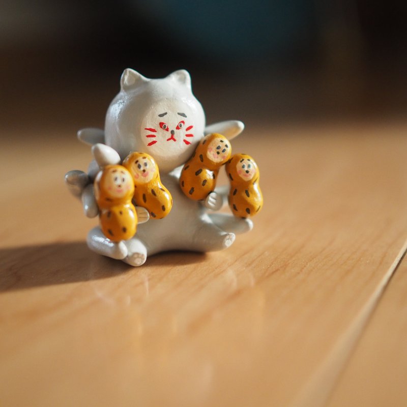 Peanut Nine-Tailed Cat - ตุ๊กตา - ดินเหนียว สีเทา