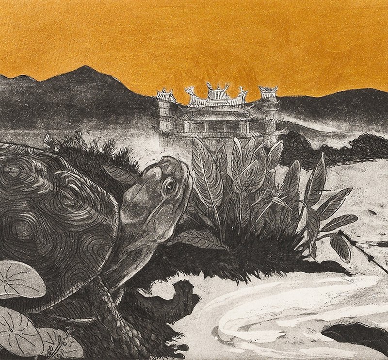 Original Print-At the Foot of the Mountain-Guanyin Mountain-Su Yuting - โปสเตอร์ - กระดาษ สีทอง