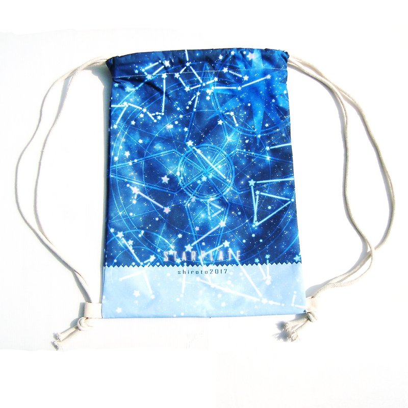 星盤─束口後背包 - 水桶包/束口袋 - 棉．麻 藍色
