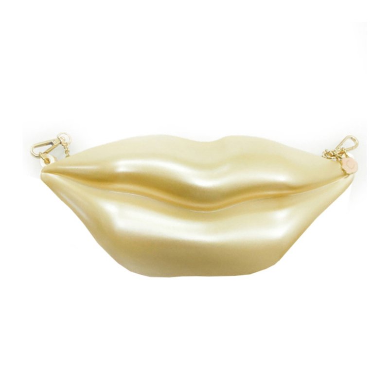 Flower Girl Lip Bag (Pearl Yellow) - กระเป๋าคลัทช์ - ซิลิคอน สีเหลือง