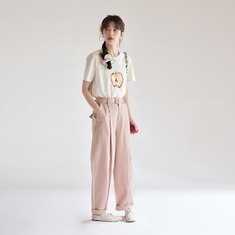 法國亞麻高腰直筒九分褲|褲子|兩色|春夏款|Sora-1177 - 女長褲 - 棉．麻 多色