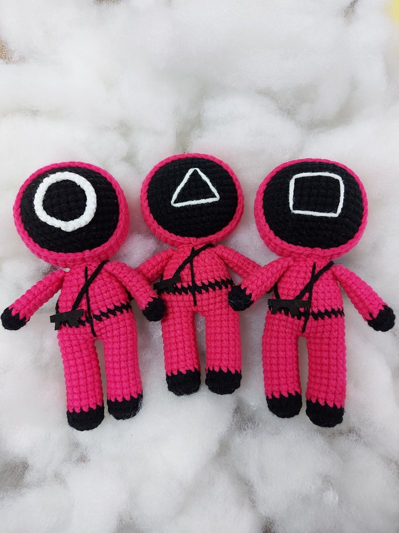 Crochet Toys - Squid Game Wool Dolls Handmade Dolls Crochet Toy - Stuffed Dolls & Figurines - Other Materials Red