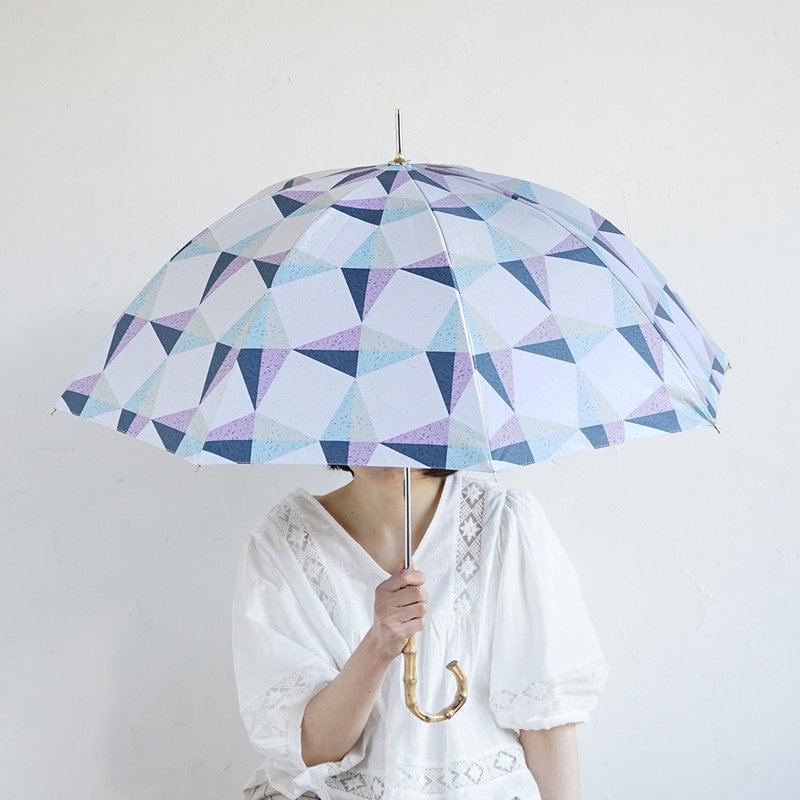 竹把 UV防護手開式長傘 kaleido 紫外線99.9%防護 晴雨兩用 日傘 - 雨傘/雨衣 - 防水材質 藍色