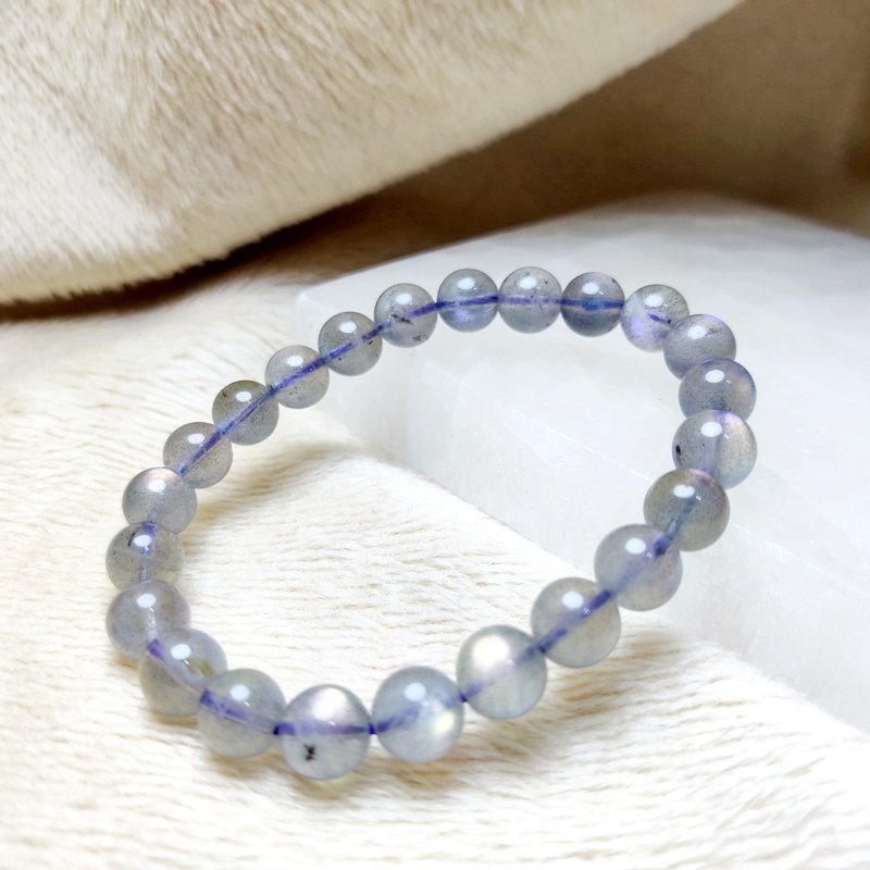 罕有 橙紫彩光 拉長石 灰月光石 Labradorite 手串 手鍊 天然水晶 - 手鍊/手環 - 水晶 