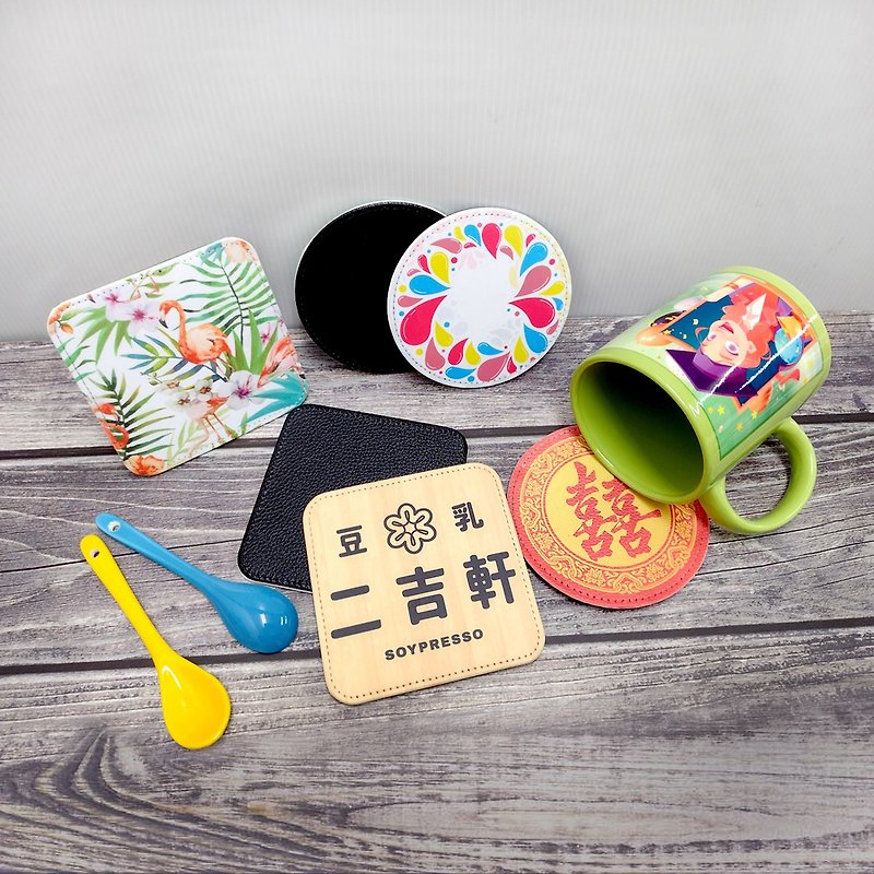 Customized PU leather coaster round square coaster custom company restaurant souvenir custom - Coasters - Other Materials 