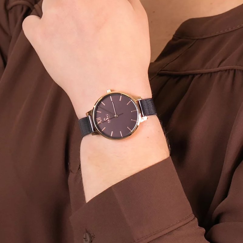 OBAKU leisurely afternoon temperament Milan women's watch-coffee gold (V209LXVNMN) - นาฬิกาผู้หญิง - สแตนเลส หลากหลายสี