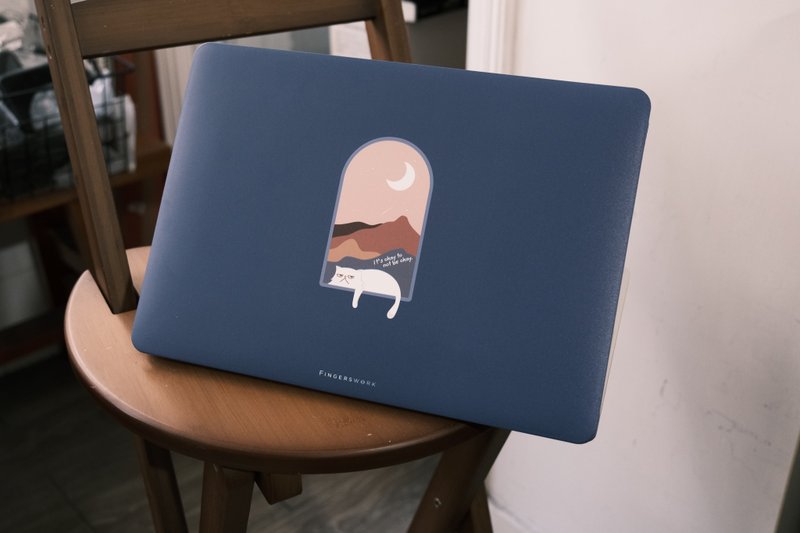 午夜藍色 窗邊的厭世貓 電腦殼 MACBOOK CASE - 平板/電腦保護殼/保護貼 - 塑膠 卡其色