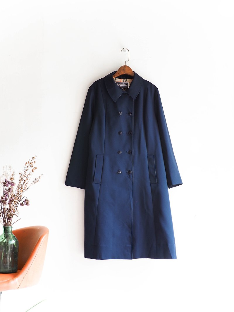 River tide_coat dustcoat jacket coat oversize vintage - Women's Blazers & Trench Coats - Polyester Blue