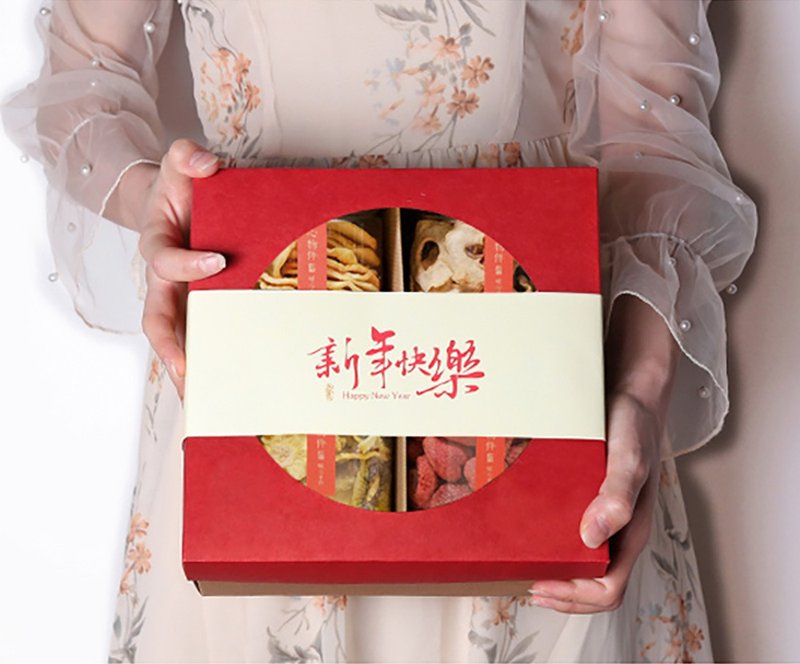 [Heguo] New Year Gift Box-Snake Lai Chuan | Big Red Exquisite Dried Fruit Gift Box (canned with four pieces) - ผลไม้อบแห้ง - วัสดุอื่นๆ 