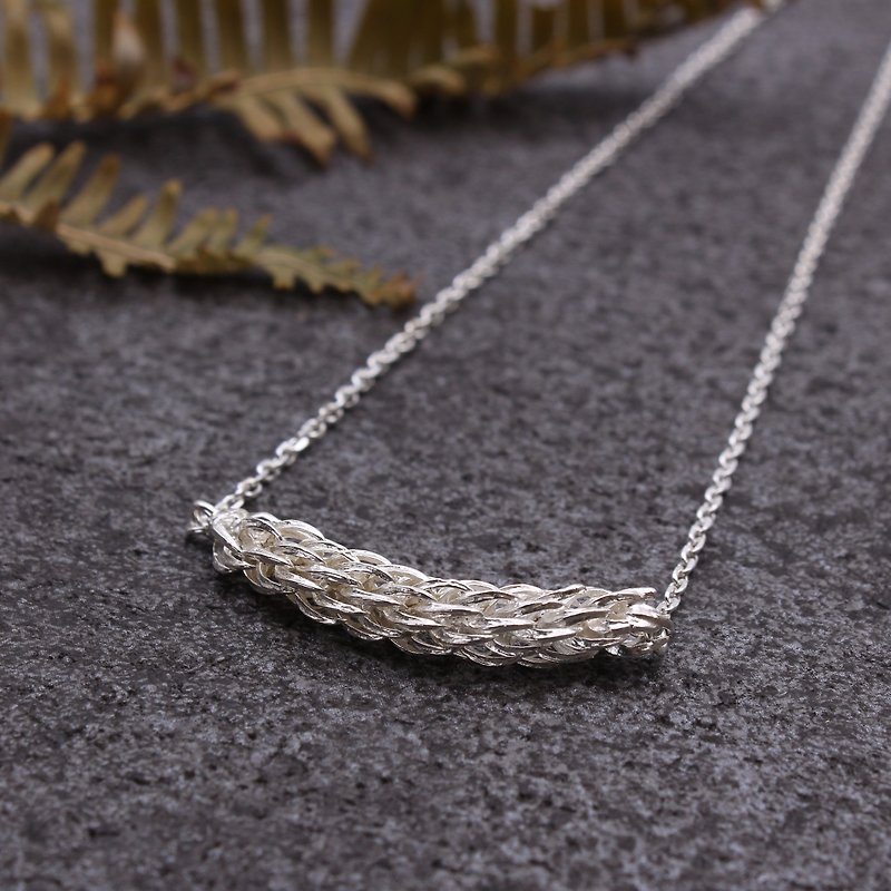 Sterling silver Hoop Pine necklace - สร้อยคอทรง Collar - เงินแท้ สีเงิน