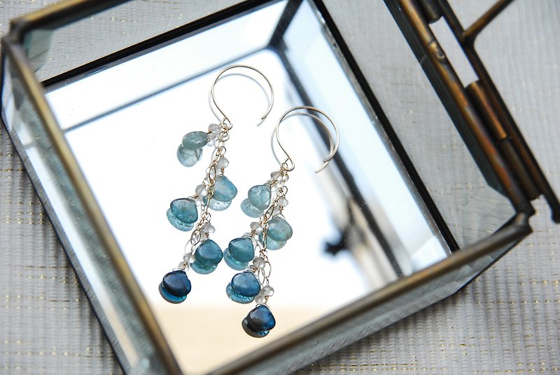 Kaya Knight's gradient earrings 14 kgf - Earrings & Clip-ons - Semi-Precious Stones Blue