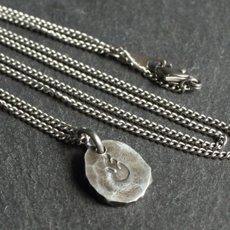 錫×銀項鍊 Stamped Tin Necklace  Fire - 項鍊 - 銀 銀色