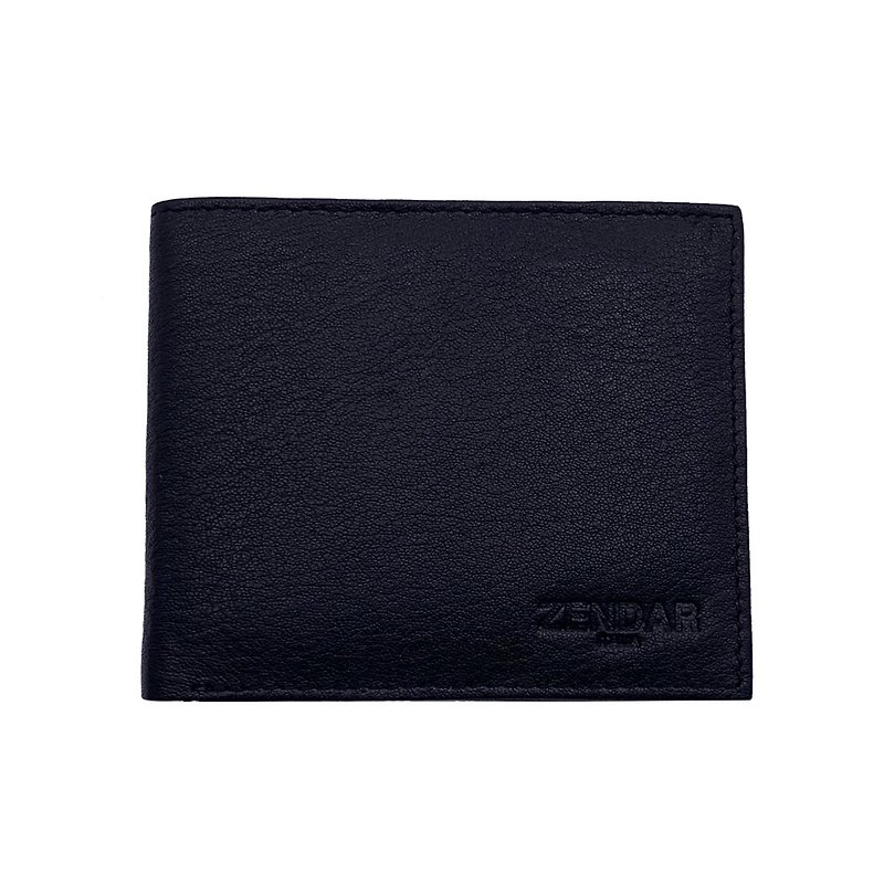 [Gift box and bag] ZENDAR special price brand new exhibit top super soft lambskin 8 card wallet - กระเป๋าสตางค์ - หนังแท้ สีดำ