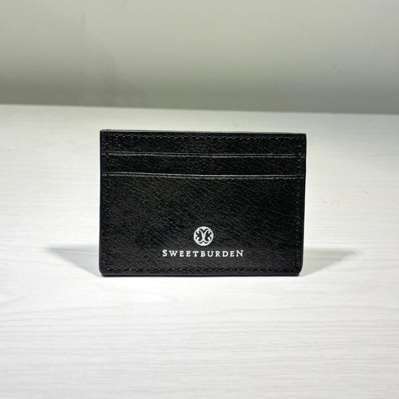 [Customized gift] SWEETBURDEN silk cowhide-card holder wallet genuine cowhide handmade - Wallets - Genuine Leather Black