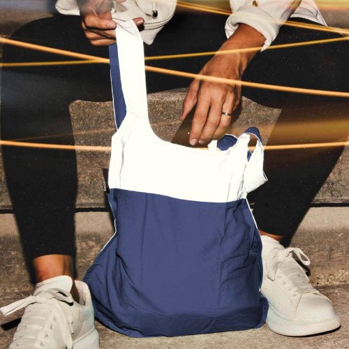 Notabag Taiwan (授權總代理) 德國 Notabag 反光銀三用後揹包/購物袋/手提袋/肩背袋 - 海軍藍