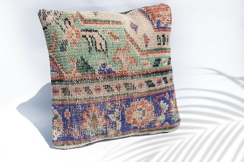 omhandmade 土耳其地毯抱枕套 羊毛抱枕套 kilim圖騰地毯枕頭套-法國凡爾賽風