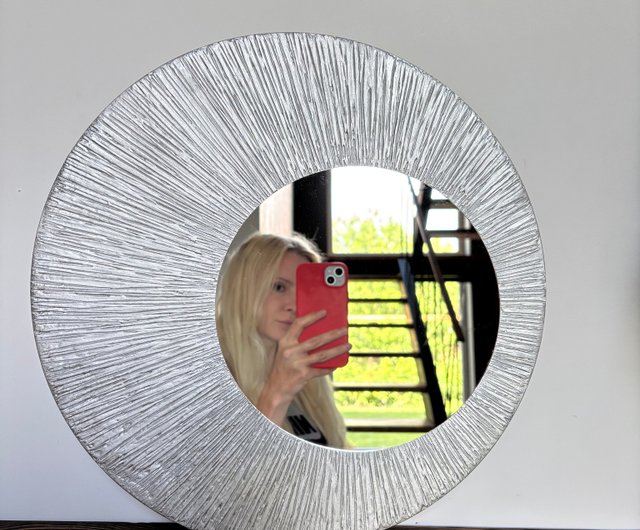 大型円形ミラー ウォールデコ 壁掛け鏡 (O12 鏡 壁掛け鏡 円形 丸型