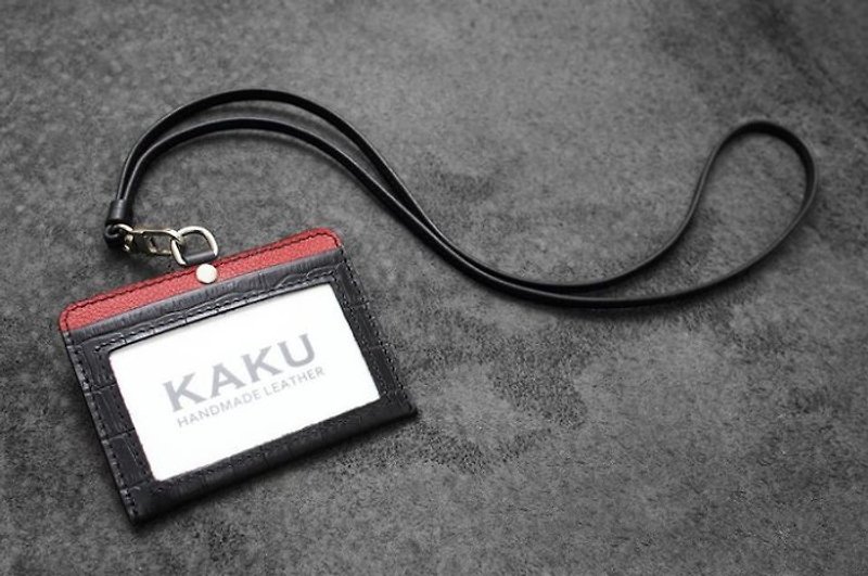 KAKU handmade leather goods identification cards folder travel card folder - ที่ใส่บัตรคล้องคอ - หนังแท้ 
