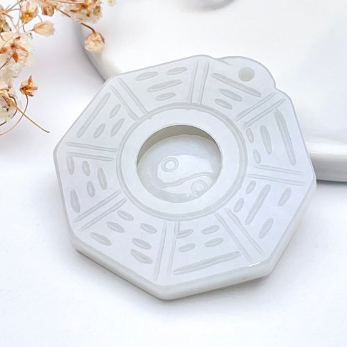 瓔珞珠寶盒 E.L.Jewelry Box 【乾坤太極】冰種飄花翡翠八卦吊墜 | 天然緬甸A貨翡翠 | 送禮