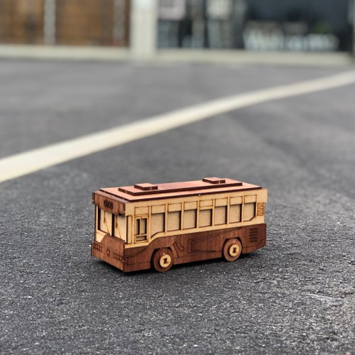 手作り DIY] バス木製模型おもちゃの車子供遊び木製テクスチャ