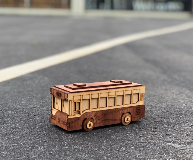手作り DIY] バス木製模型おもちゃの車子供遊び木製テクスチャ