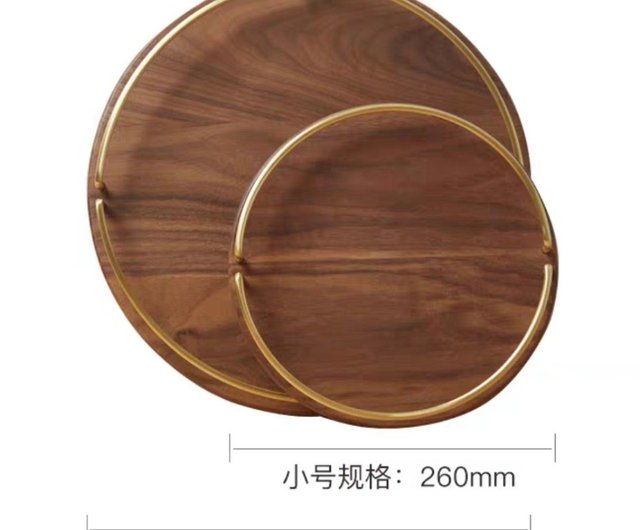 Wood Round Tray, Walnut & Brass - Shop xjwoodsmart Plates & Trays - Pinkoi