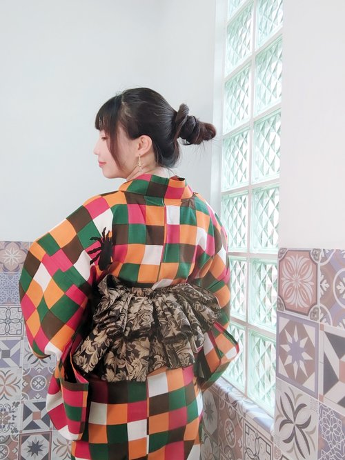 洋粋youiki】大人の兵児帯 単品 唐花文様 お仕立て上がり ダーク