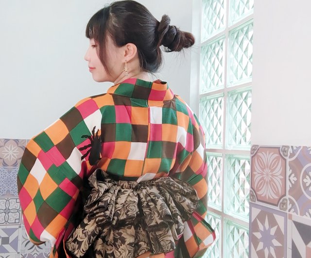 洋粋youiki】大人の兵児帯 単品 唐花文様 お仕立て上がり ダーク