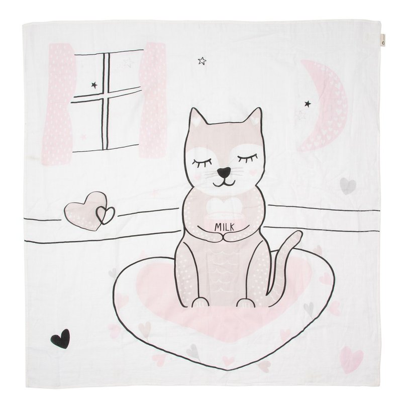 Organic cotton wrap-KITTY MUSLIN WRAP - ผ้าให้นม - ผ้าฝ้าย/ผ้าลินิน สึชมพู