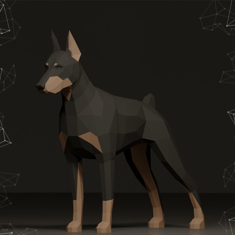Doberman Papercraft, Dog, Pdf, Gurko, Pepakura, Template, 3D Origami - 手工藝教學/工具書 - 其他材質 