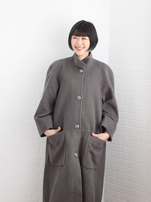 秋冬日本製レトロ気質大人感グレールーズウールヴィンテージコート