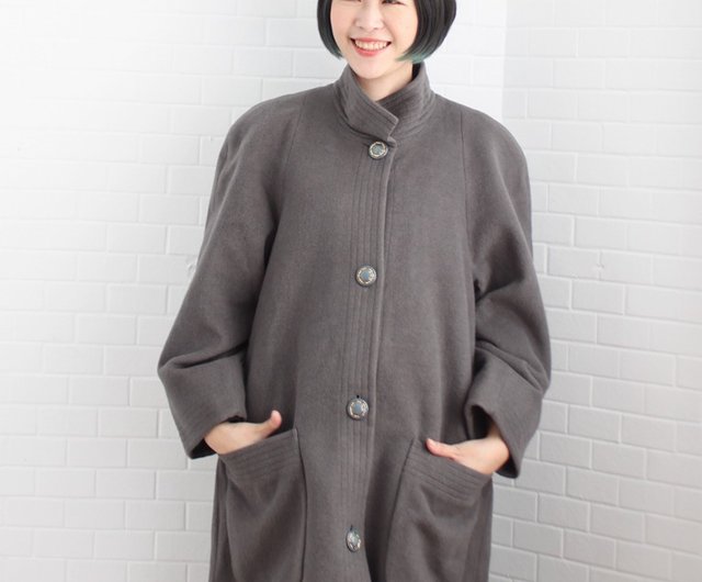 秋冬日本製レトロ気質大人感グレールーズウールヴィンテージコート