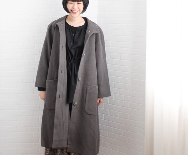 秋冬日本製レトロ気質大人感グレールーズウールヴィンテージコート