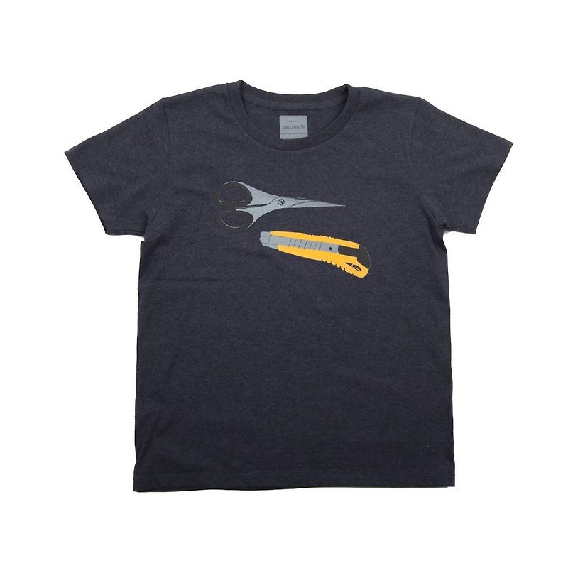 To gift for stationery lovers! Cutter and scissors unisex T-shirt - Women's Tops - Cotton & Hemp Gray