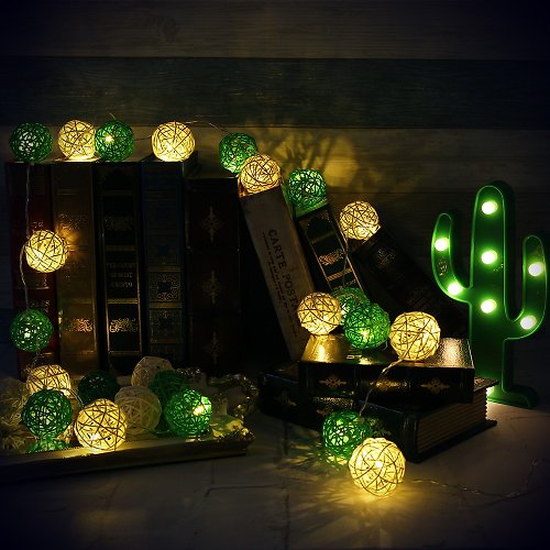 iINDOORS英倫家居 創意燈飾 籐球燈串 電池款 青青草原 長度2M LED氣氛燈 聖誕節
