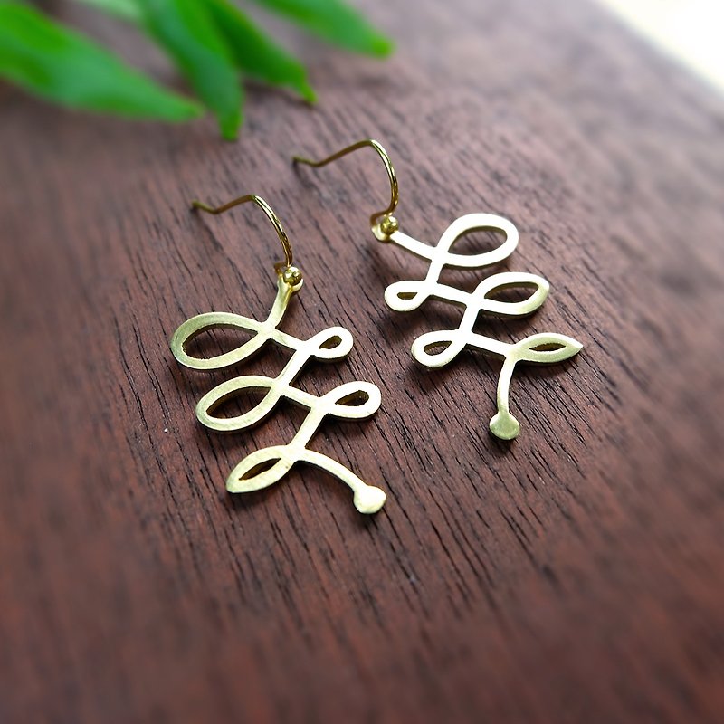 Spring shape brass earrings - Earrings & Clip-ons - Copper & Brass Gold