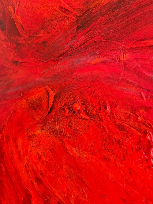 赤オリジナルアクリル絵画抽象的なテクスチャーアートワーク