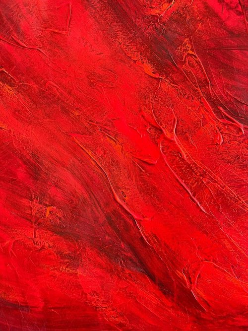 赤オリジナルアクリル絵画抽象的なテクスチャーアートワーク