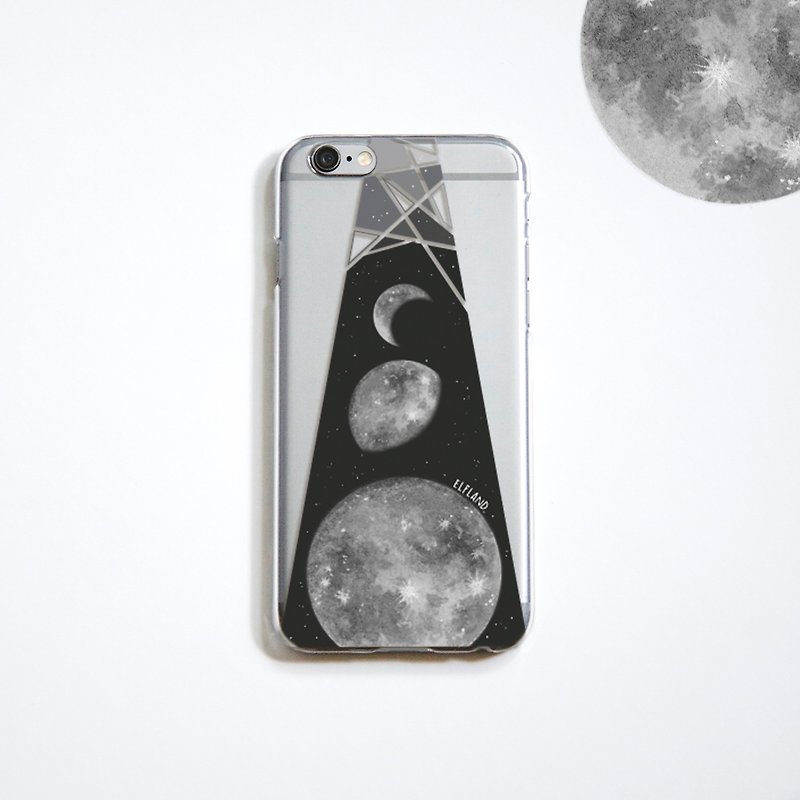 The Moon pattern phone case, for iPhone, Samsung - เคส/ซองมือถือ - พลาสติก สีเงิน