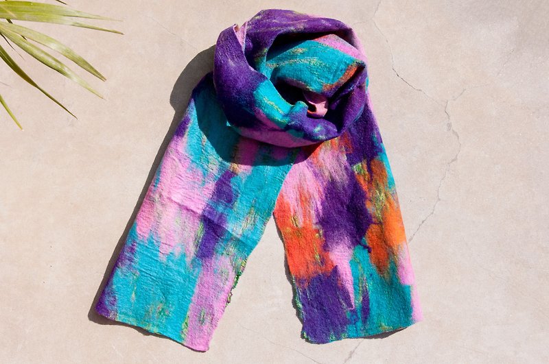 Wool felt scarves / wet felt scarves / watercolor art scarf / wool gradient scarves - gradient color palette - ผ้าพันคอถัก - ขนแกะ หลากหลายสี