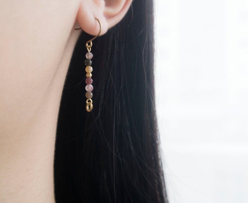 Find it / Chuzhan - colorful jade earrings Bronze - Earrings & Clip-ons - Jade Multicolor