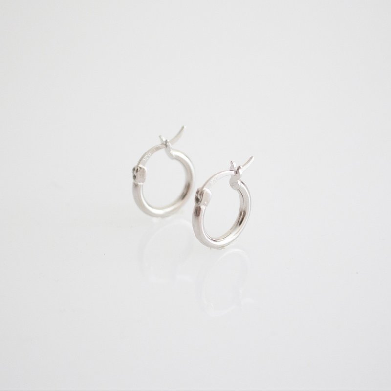 925 Silver Hoop Earrings (S) / Christmas gift - ต่างหู - เงินแท้ สีเงิน