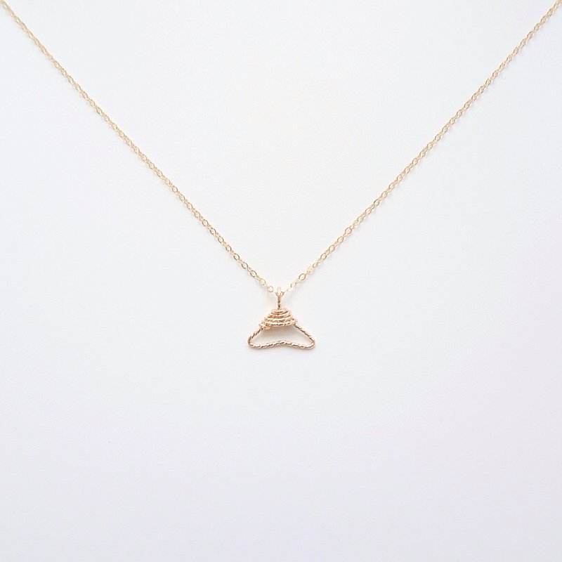 Golden Mt. Fuji Shaped 14K GF Wire Wrapped Coat Hanger Pendant Dainty Necklace - สร้อยคอ - โลหะ สีทอง