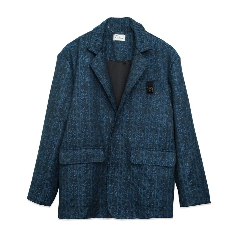 KAIKAI - ReBorn - Wool jacquard blazer - Denim blue - Men's Shirts - Wool Blue