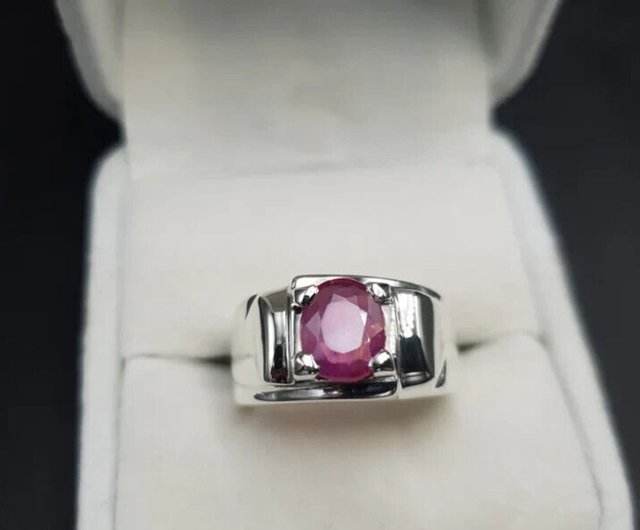 天然ルビーのリング 天然ルビー宝石リング、本物のシルバー、9 x 7 mm、本物のルビー