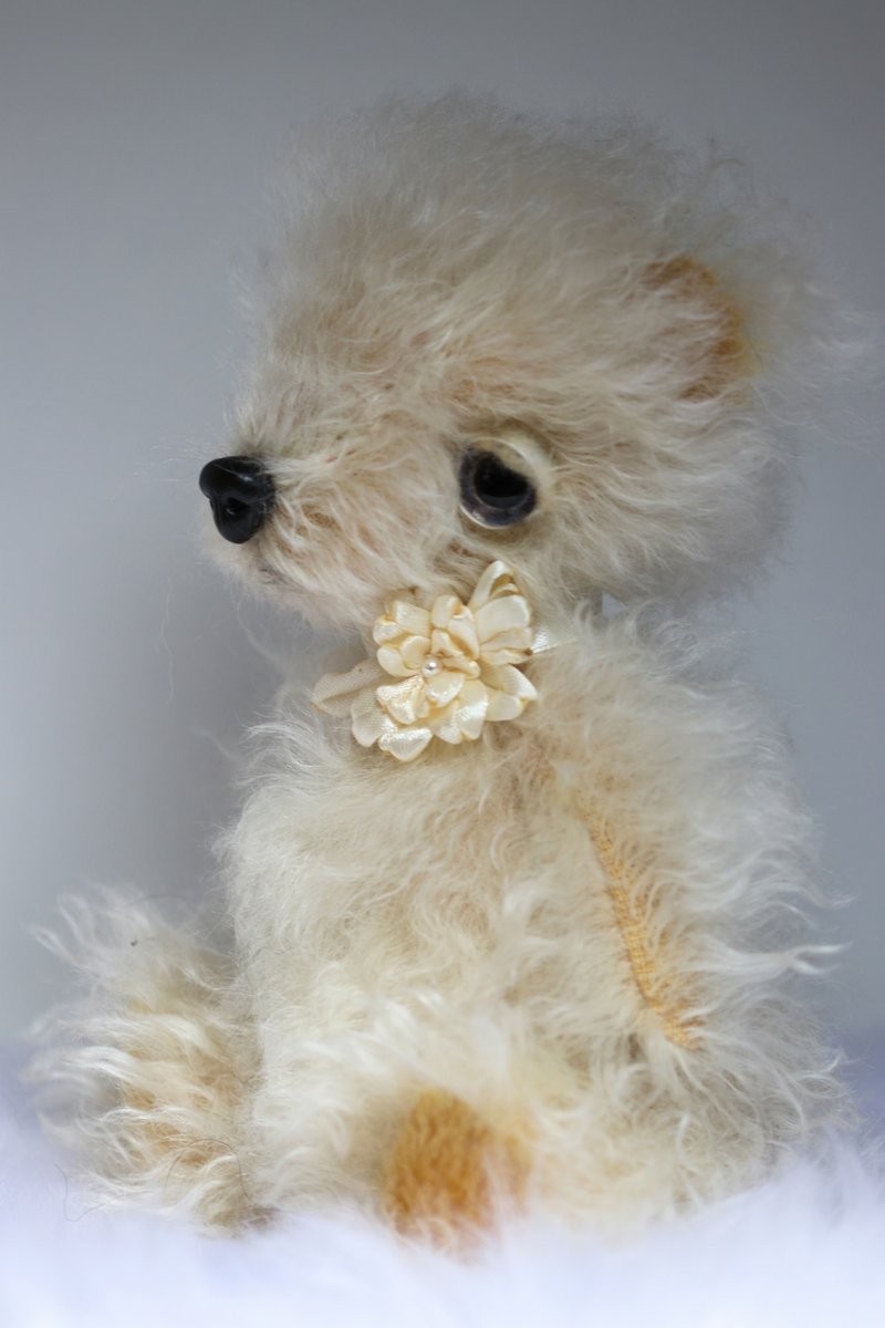 Teddy bear/ White teddy bear/Polar bear/Collectible teddy/Artistic teddy bear/ - ตุ๊กตา - วัสดุอื่นๆ ขาว