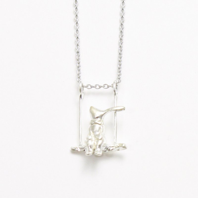 Rabbit Swinging Necklace - Necklaces - Sterling Silver Silver